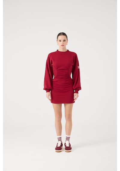 Holly Lolly Belden Oturmalı Mini Nancy Elbise Bordo