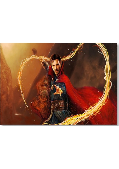 Cakasepetim Doktor Strange Ve Alev Kırbacı Ahşap Mdf Tablo