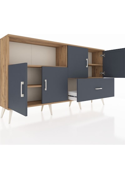 Arges Konsol 4 Raflı Tek Çekmeceli 4 Kapaklı 176x30x99 Çam-antras Çam-antrasit Arges Konsol 4 Raflı Tek Çekmeceli 4 Kapaklı 176x30x99 Çam-antras Çam-antrasit