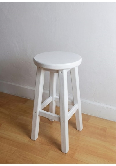 Ahşap Tabure 60 Cm / Arbrestore Beyaz