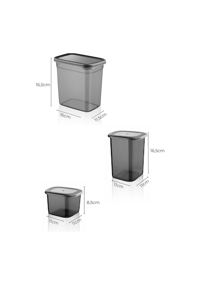 Etiketli 8'li Antrasit Ekonomik Kırılmaz Saklama Kabı Seti 4x0,5/2x1,2/2x2 Lt. Antrasit