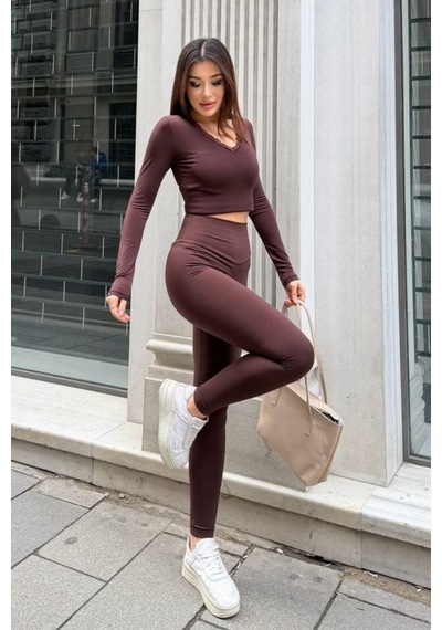 Balenbi Yüksek Bel Push Up Toparlayıcı Premium Taş Detaylı Kadın Tayt 1163 Kahverengi Balenbi Yüksek Bel Push Up Toparlayıcı Premium Taş Detaylı Kadın Tayt 1163 Kahverengi