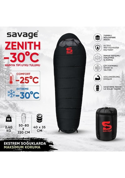 Kamp Uyku Tulumu - Zenith - Siyah - Extreme -30c - Savage Ys-530 Diğer