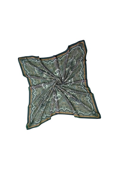 Mim Eşarp Mısırlı Eşarpları Büyük Boy Etnik Desenli Eşarp 120x120 Cm Lacivert - Kahve