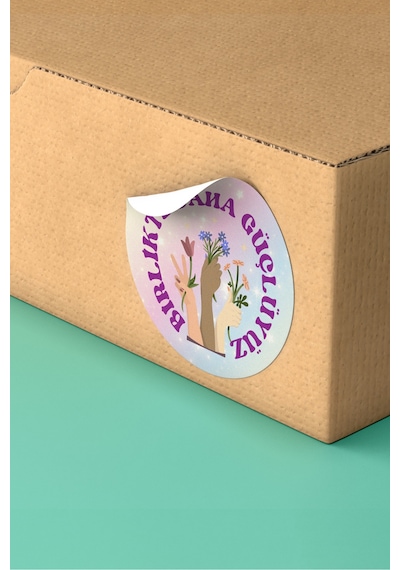 Birlikte Daha Güçlüyüz Yuvarlak Sticker Etiket 3x3cm St2414 Çok Renkli