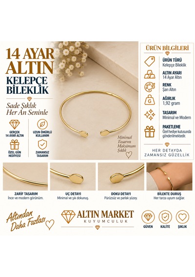 14 Ayar Kelepçe Bileklik