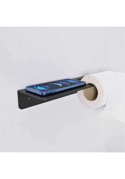 Aju Tuvalet Kağıtlığı, Modern Metal Rulo Tuvalet Kağıdı Tutucu, Banyo Aksesuarları, Rafı, Düzenleyici Siyah