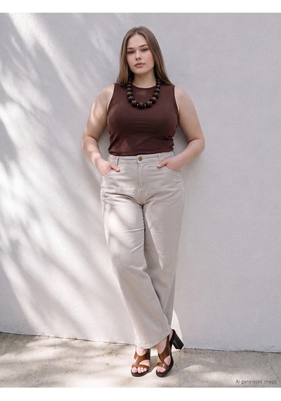 Lcwaıkıkı Curve Gri Büyük Beden Straight Fit Kadın Jean Pantolon