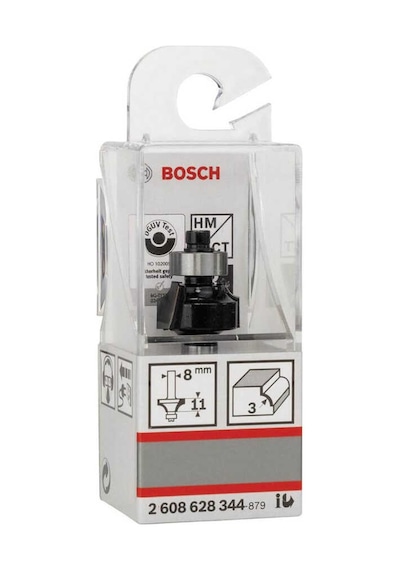 Bosch Standard Seri Ahşap İçin Çift Oluklu, Sert Metal Bilya Yataklı Yuvarlama Frezesi 8*3*53 mm-2608628344