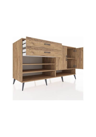 Kronos Konsol 4 Raflı 2 Çekmeceli 2 Kapaklı 176x59x99 Çam-çam Çam-çam