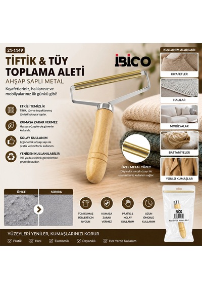 Ahşap Saplı Metal Tiftik Tüy Toplama 5468
