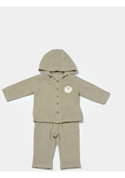BabyCosy Organik Kapüşonlu Ceke T& Pantolon Set 001 BabyCosy Organik Kapüşonlu Ceke T& Pantolon Set 001
