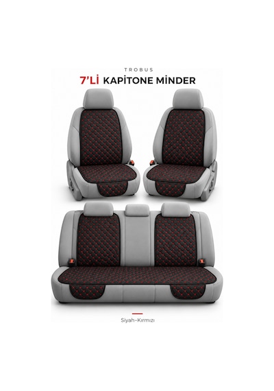 Citroen C4 2011-2018 Kapitone 7'li Terletmez Kumaş Koltuk Minderi Siyah Kırmızı