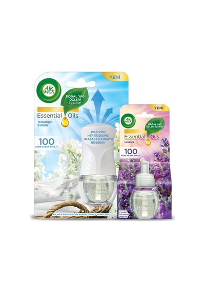 Wick Le Elektrikli Oda Kokusu Temizliğin Kit Cihaz + Yedek Şişe + Lavanta Yedek Şişe Abundance Prosperity