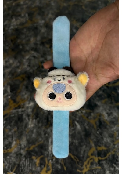 Ay Tavşanı Peluş Bileklik Oyuncak Bileğe Vurunca Sarılan Slap Bileklik, Çok Amaçlı Saç Tokası Beyaz