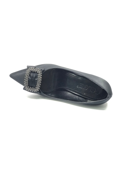 Feles Kare Toka 8 Cm Topuklu Stiletto Kadın Ayakkabı siyah