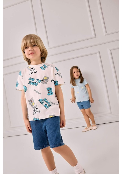 DeFacto Erkek Bebek Basic Düz Jean Şort E8258A525SMNM28 Mavi