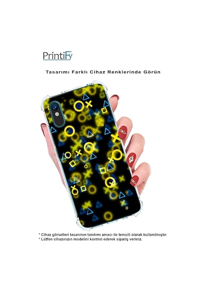 Samsung Galaxy Uyumlu M33 Köşe Korumalı Antişok Kapak Semboller Tasarımlı Şeffaf Kılıf