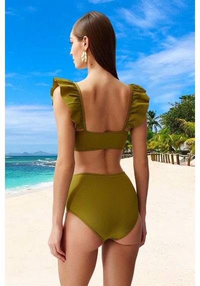 Ersefa Tasarım Bikini Takımı Ergonomik Kesim Uv Korumalı Hızlı Kuruyan Ş Yeşil