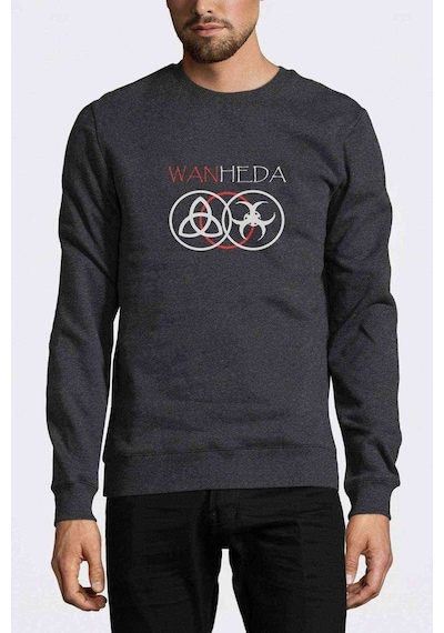 The100 Wanheda Baskılı Füme Antrasit Erkek Örme Sweatshirt