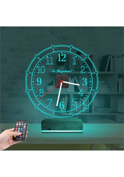 Luvivia Klasik Tasarım Kişiye Özel Saatli 3d Lamba - Masa Gece Lambası Şeffaf