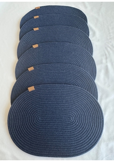Jüt Amerikan Servis Sofra Altlığı, Masa Dekoru Supla Oval 30x40 6lı Lacivert