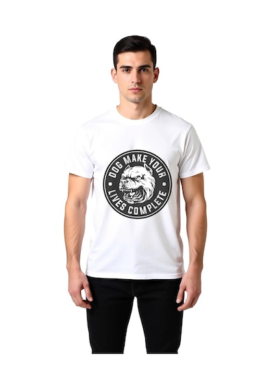 Paybuy Köpek Sevgisi Motivasyon Yazılı Baskılı Erkek Tişört Beyaz