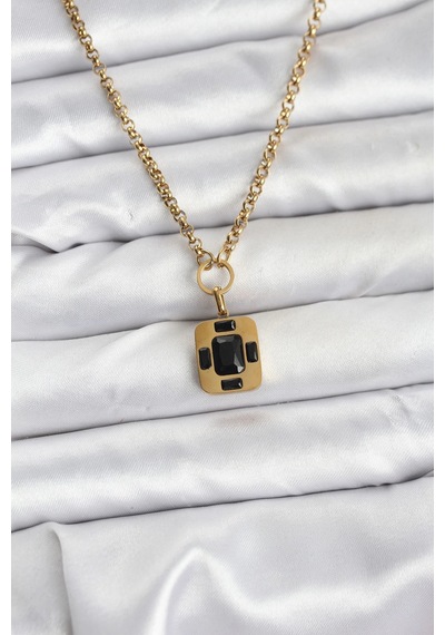 316l Çelik Zincir Gold Renk Vintage Model Kadın Kolye Çok Renkli