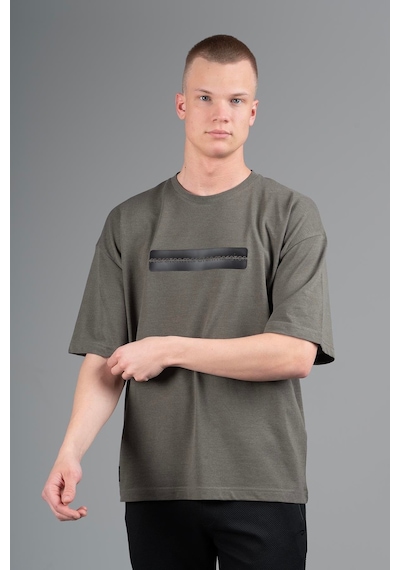 Maraton Sportswear Oversize Erkek Bisiklet Yaka Kısa Kol Basic Haki T-shirt 22749-haki