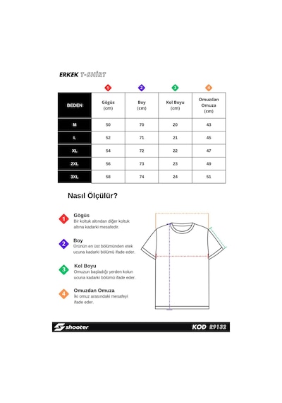 Shooter Sportwear Shooter Erkek T-shirt Minimal Baskılı Pamuklu Kumaş Standart Kalıp Gri