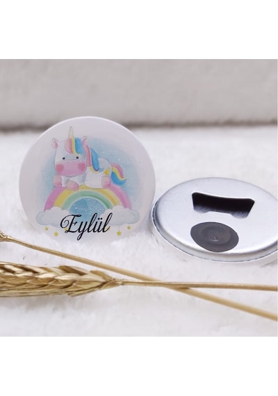 Bebek Şekeri Buton Açacak Magnet Unicorn Uv Baskılı 30 Adet