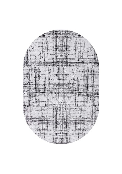 Parlak Saten Dokulu Poem Bambu Tuşe Modern Trend Oval Halı Pm07 Siyah