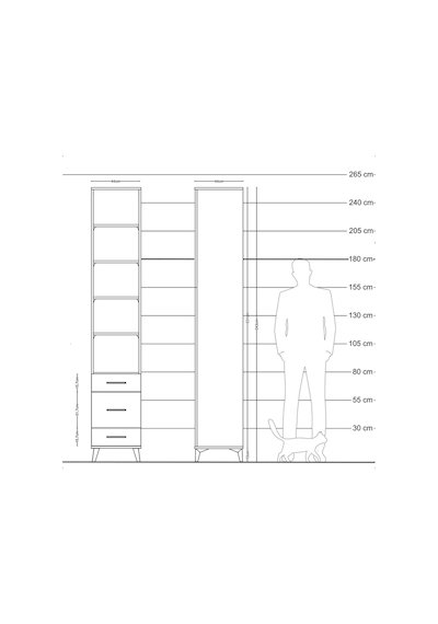 Hyperion Dolap 5 Raflı 3 Çekmeceli 44x44x243 Çam-aytaşı Çam