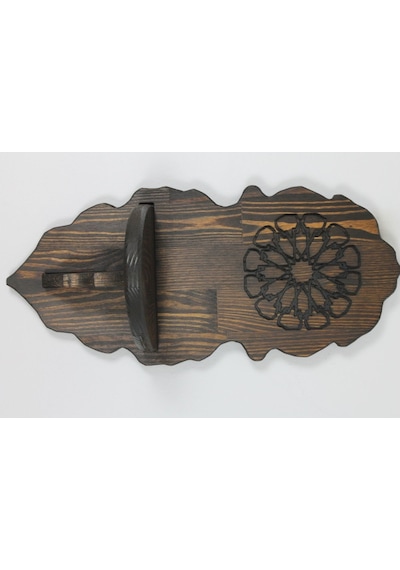 Ahşap Oymalı Kavukluk Lambalık Raf 50x22x16 Cm. Siyah