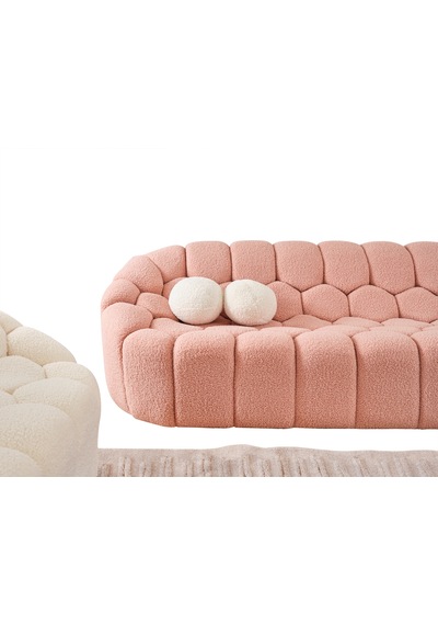 Most Balloon Dörtlü Kanepe İthal Pembe Teddy Kumaş Evinize Tesli