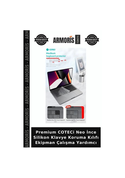 Premium Coteci Neo İnce Silikon Klavye Koruma Kılıfı Ekipman Çalışma Yardımcı