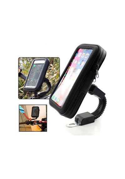 Thentech Motorsiklet Bisiklet Atv İçin Gidona Sabitlenebilir Sağlam Su Geçirmez Dayanıklı Telefon Standı Siyah