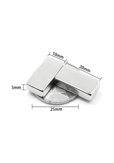 Hubrendy Kargo 2 Adet 20x10x5 Mm Neodyum Magnet N35 Güçlü Mıknatıs Köşeli Ve Dayanıklı Nikel Kaplama