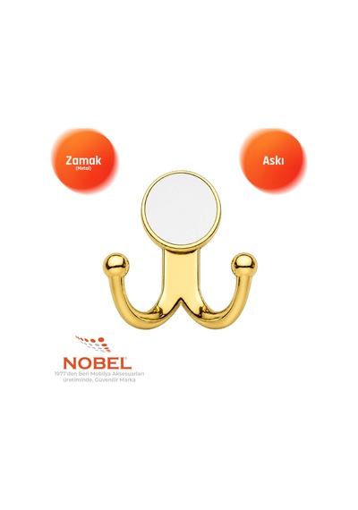 Mi Sket Askı, Metal Vestiyer Askısı, 51 Gr, Dolap Ve Duvar Askılığı, Altin Vidalı Altın