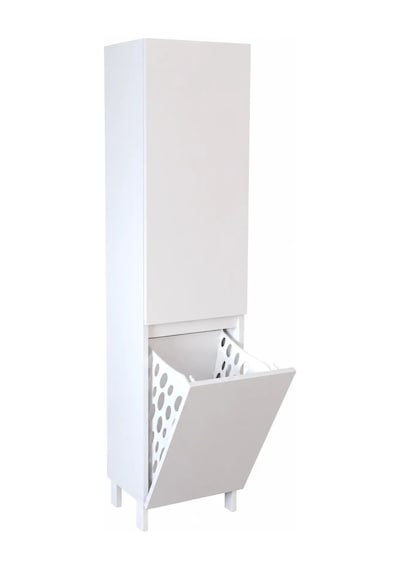 Df03110 Çamaşır Sepetli Çok Amaçlı Banyo Dolabı Kapaklı Raflı Kirli Çamaşır Düzenleme Dolabı Beyaz