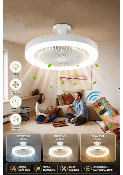 Neo Vista Led Tavan Vantilatörü Uzaktan Kumandalı 3 Kademeli Fan & 3 Renk Işık Ve Zaman Ayarlı Modern Floresan Tip Diğer