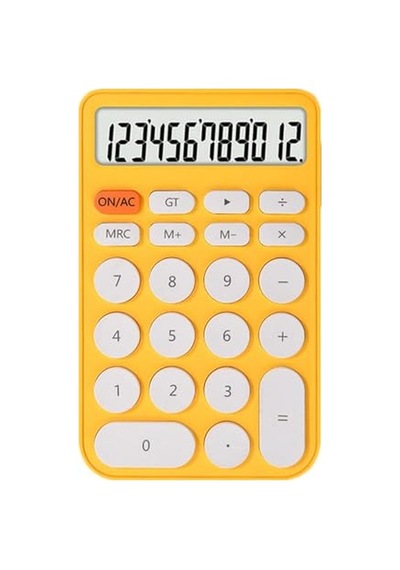 Ayrex Valkyrie Junno Sevimli Yuvarlak Tuşlu 12 Basamaklı Masaüstü Hesap Makinesi Sarı Genel