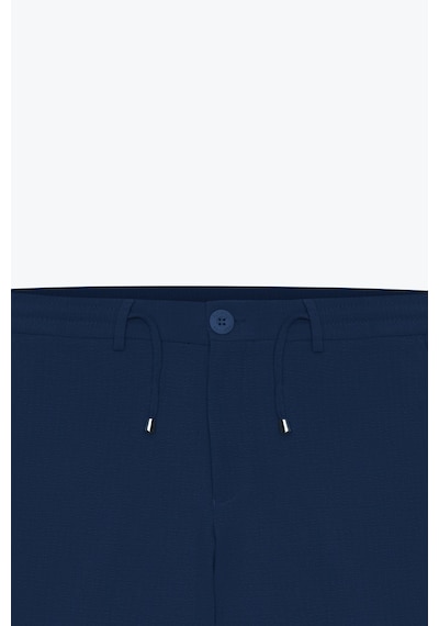 AC&Co / Altınyıldız Classics Erkek Lacı Slim Fit Dar Kesim Beli Bağlamalı Yan Cep Gofre Desenli Pantolon Lacivert
