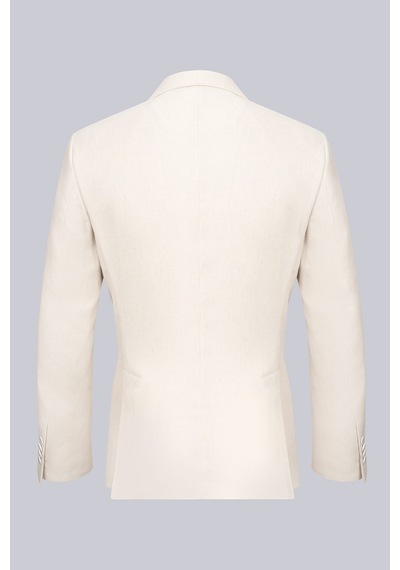 Hatemoğlu Bej Slim Fit Mono Yaka Keten Takım Elbise