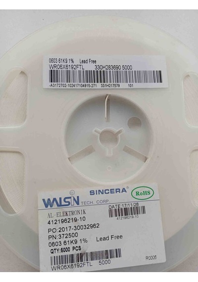 Wr06x6192ftl 603 61k9 Sincera Smd Direnç 1000 Adet