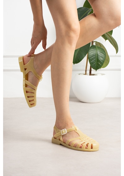Wolk Shoes Ruby Şeffaf Kemer Detay Kadın Sandalet Sarışefaf