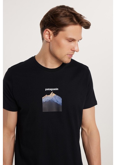 Tudors Erkek Slim Fit Dar Kesim %100 Pamuk Yumuşak Dokulu Baskılı Siyah Bisiklet Yaka Tişört-33134 Siyah