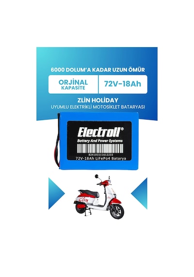 Zlin Holiday Batarya Standart Kapasite Lifepo4 72v 18ah Elektrikli Motosiklet Bataryası