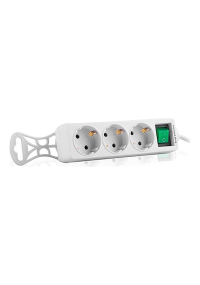 S-Link SPG-F03 306J Flat Soket 3G1.0mm Tam Bakır 3'lü Akım Korumalı Priz 1.5 Metre Beyaz