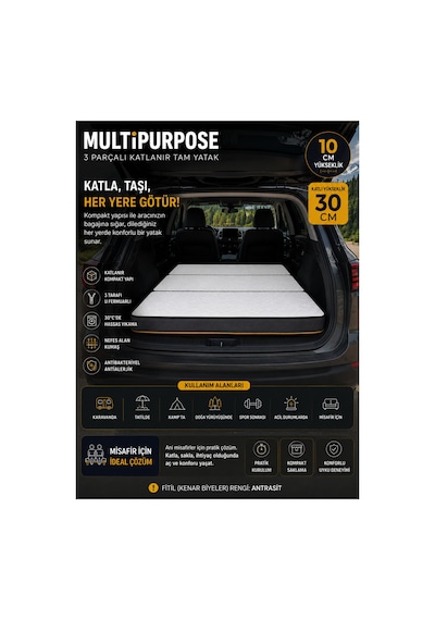 Purpose Tek Kişilik 10 Cm Katlanır Sünger Yatak Yer Ve Misafir Yatağı, Şilte Ve Minder Karavan, Kamp, Çadır Ve Araç İçi 24 Dns Orta Sert Sünger Fermuarlı Çıkarılabilir Kılıf Purpose Tek Kişilik 10 Cm Katlanır Sünger Yatak Yer Ve Misafir Yatağı, Şilte Ve Minder Karavan, Kamp, Çadır Ve Araç İçi 24 Dns Orta Sert Sünger Fermuarlı Çıkarılabilir Kılıf